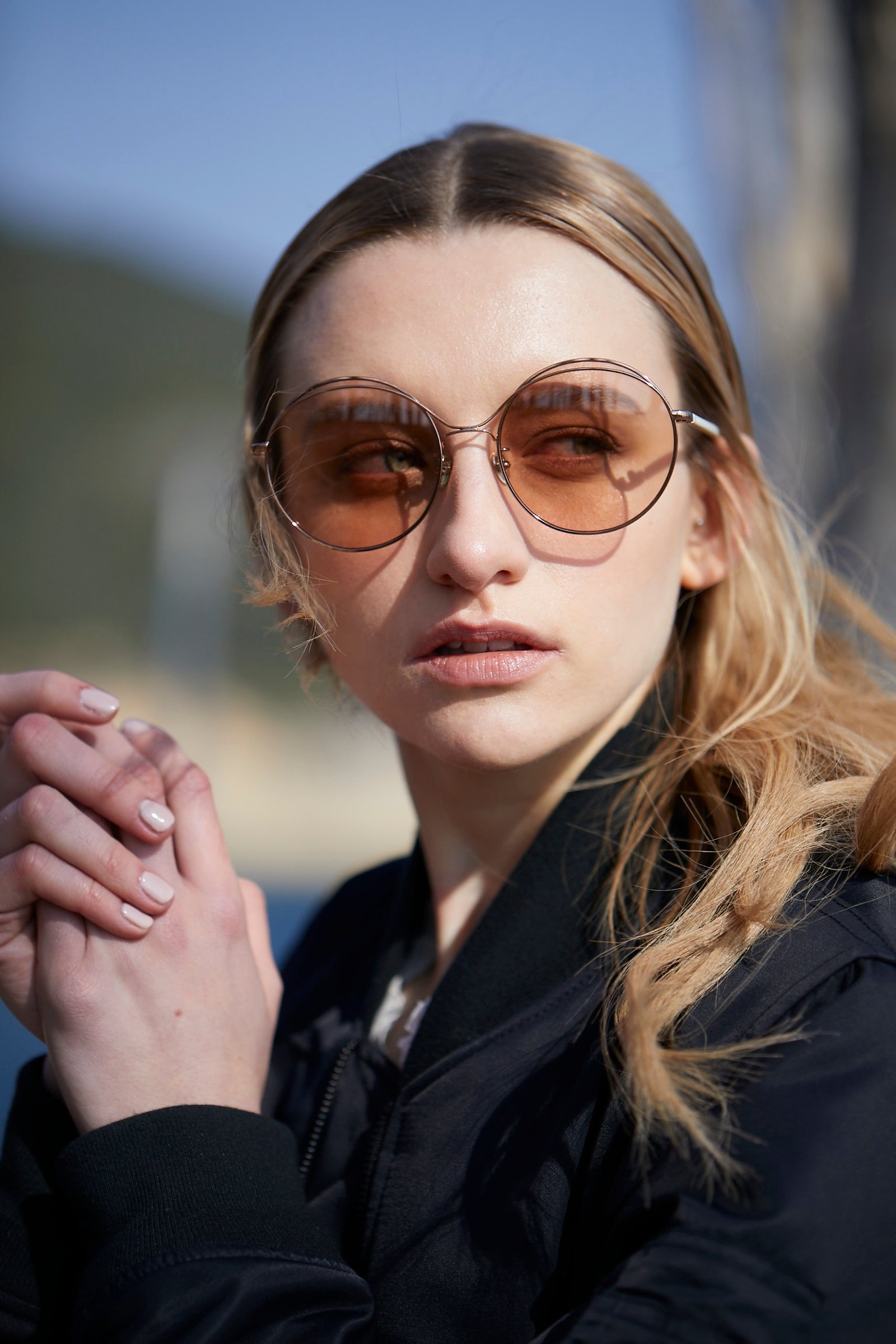 carol rounded metal sunglasses